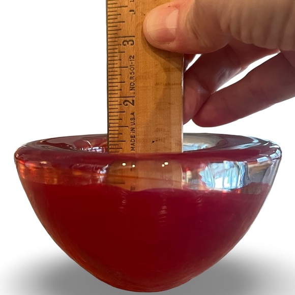 Kosta Boda Sweden Red Swirl Atoll Votive Candle Holder - Anna Ehrner - Picture 12 of 12